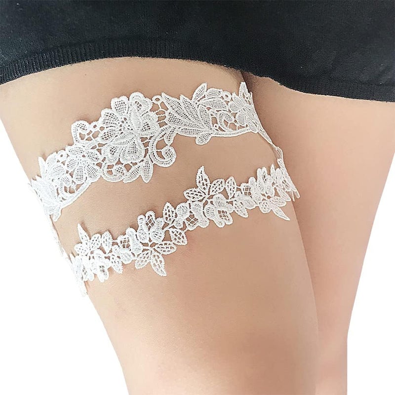 WAMSOLE Lace Bridal Garter Belt - White Wedding Garter Accessory - Image 1